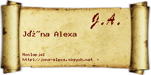 Jóna Alexa névjegykártya